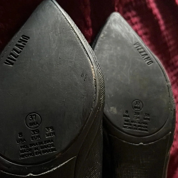 Vizzano black shiny embossed Lizard leather  pointy toe Flats Sz 37 - Picture 9 of 16